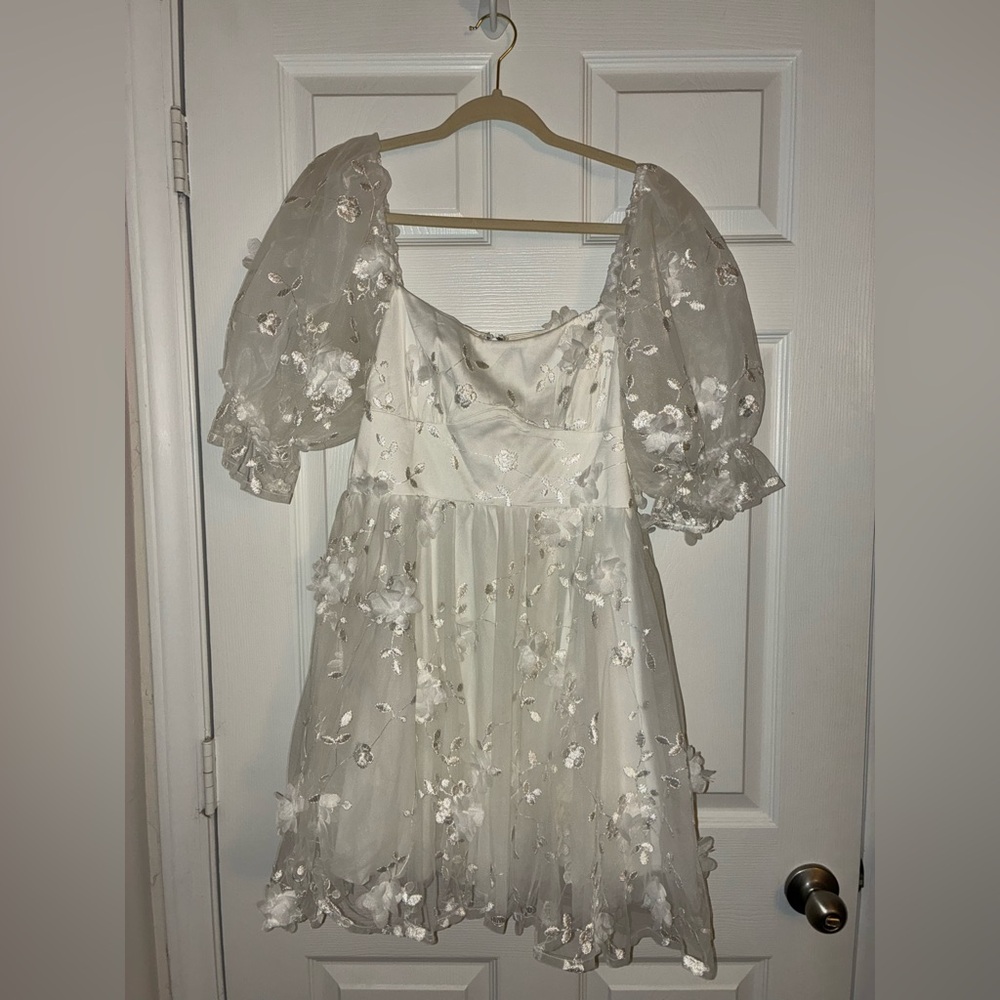 I've Got Sunshine Ruffle Strap Mini Dress Embellished White - Picture 4 of 9